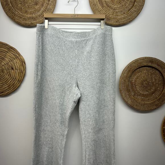 Aerie Gray Ribbed Groove On Velour High Waisted Flare Pant Plus Size XXL Casual - Picture 4 of 6